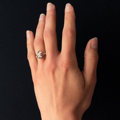 Vintage White Gold Diamonds Ring