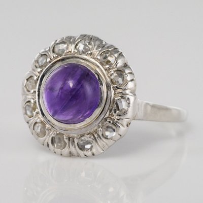 Bague Améthyste Diamants Ancienne