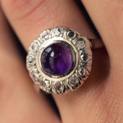 Bague Améthyste Diamants Ancienne