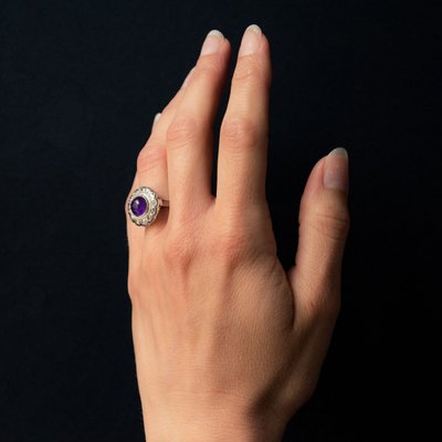 Bague Améthyste Diamants Ancienne