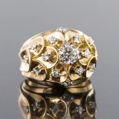 Bague Ancienne Dôme d'écailles Et De Diamants