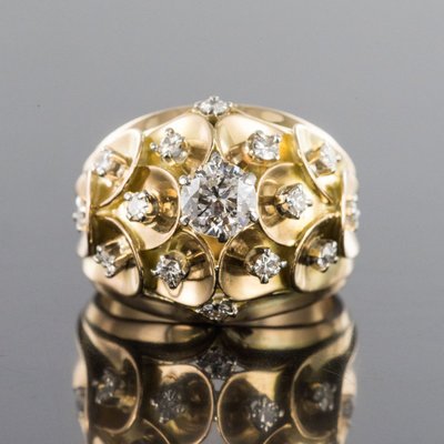 Bague Ancienne Dôme d'écailles Et De Diamants