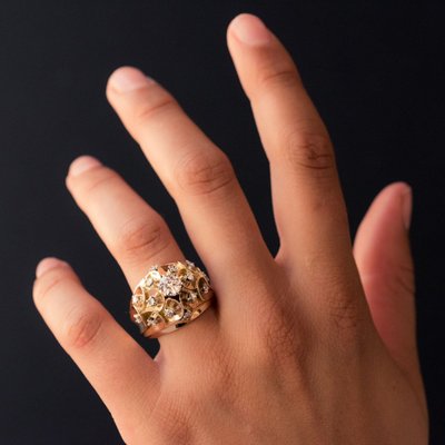 Bague Ancienne Dôme d'écailles Et De Diamants