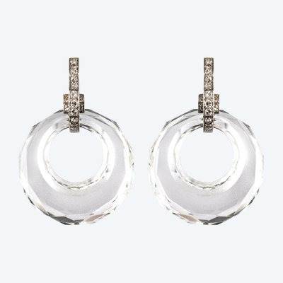 Boucles d'Oreilles Cristal De Roche Diamants