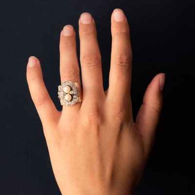 Retro Ring Perlen Und Diamanten