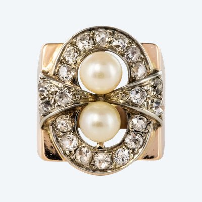 Bague Rétro Perles Et Diamants