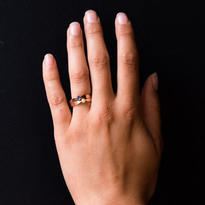 Antiker Ring Roségold Du Und Ich Feine Perle Saphir