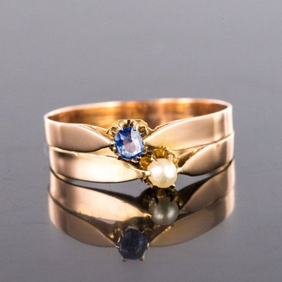 Antiker Ring Roségold Du Und Ich Feine Perle Saphir
