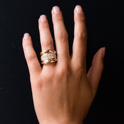 Bague Massive Godrons Pavé De Diamant