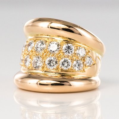 Bague Massive Godrons Pavé De Diamant