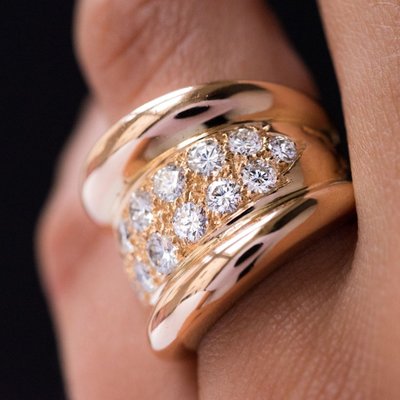 Bague Massive Godrons Pavé De Diamant