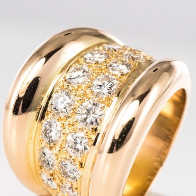 Bague Massive Godrons Pavé De Diamant