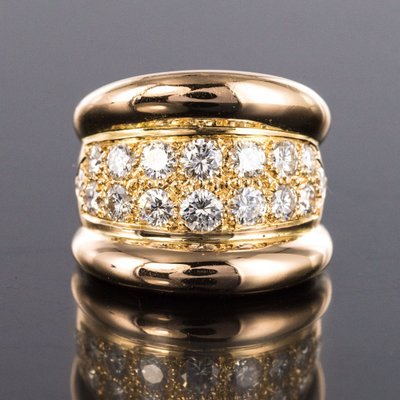 Bague Massive Godrons Pavé De Diamant