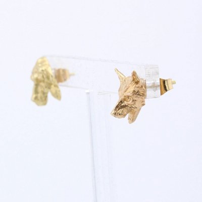 Old Gold Fox And Dog Ear Studs