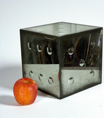 LARGE 70'S VINTAGE GLASS DICE WITH BUBBLE-SHAPED NUMBERS