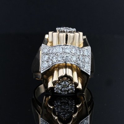 Bague Tank Nœud d'Or Et De Diamants