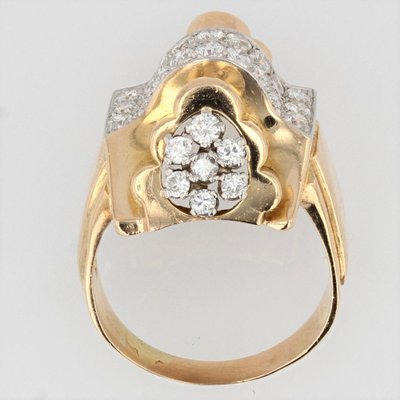 Bague Tank Nœud d'Or Et De Diamants