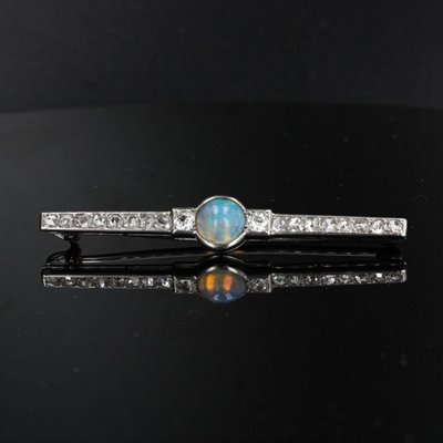 Antike Brosche Opal Und Diamanten Art Deco