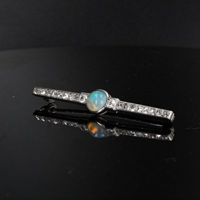 Antike Brosche Opal Und Diamanten Art Deco
