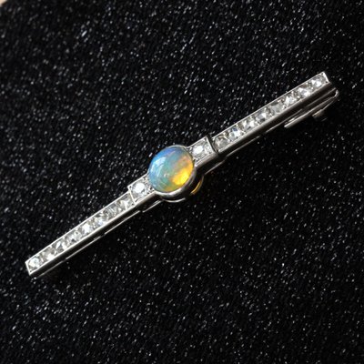 Antike Brosche Opal Und Diamanten Art Deco