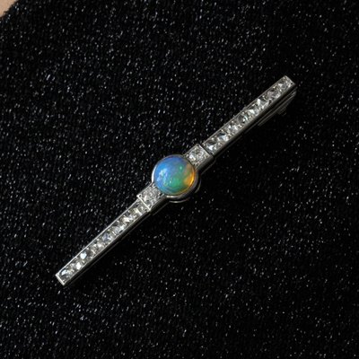 Antike Brosche Opal Und Diamanten Art Deco