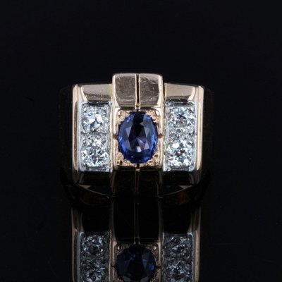 Bague Tank Saphir Diamants