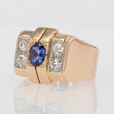 Bague Tank Saphir Diamants