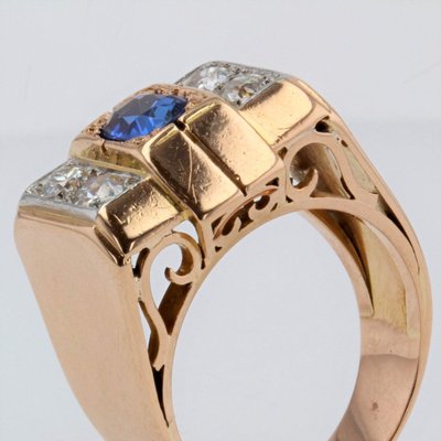 Bague Tank Saphir Diamants