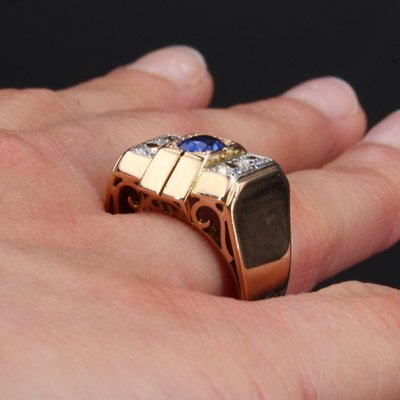 Bague Tank Saphir Diamants