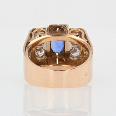 Bague Tank Saphir Diamants