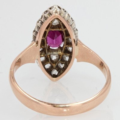 Antiker Ring Marquise Granat Und Diamanten