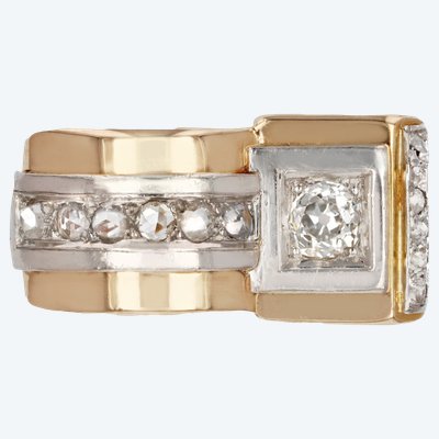 Asymmetrical Tank Diamond Ring