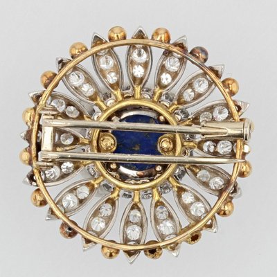 Antike Lapislazuli- und Diamantbrosche