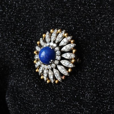 Antike Lapislazuli- und Diamantbrosche
