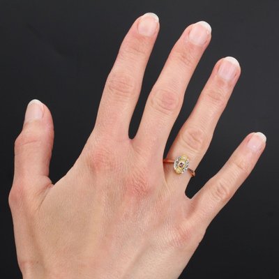 Antiker Marquise-Ring mit feinen Perlen und Diamanten
