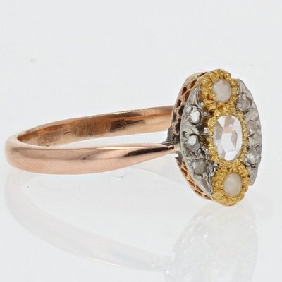 Antiker Marquise-Ring mit feinen Perlen und Diamanten