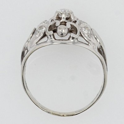 Bague Bombée Or Blanc Diamants
