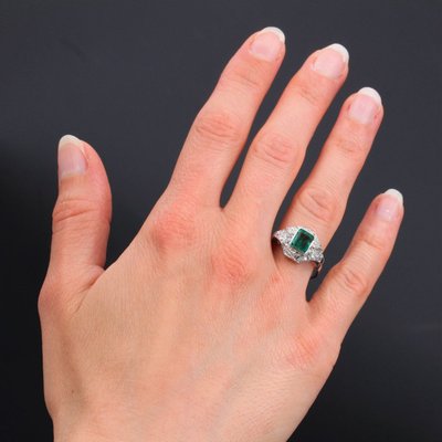 Bague Art Déco émeraude Et Diamants