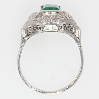 Bague Art Déco émeraude Et Diamants