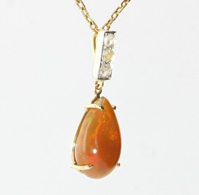 Opal And Diamonds Pendant