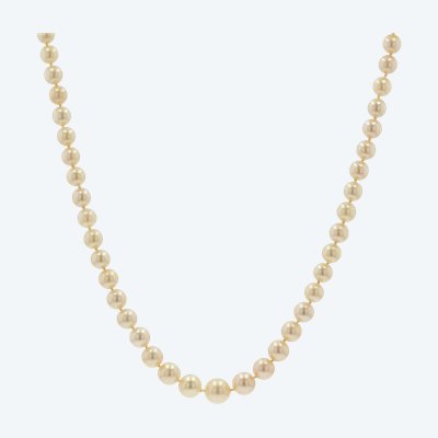 Necklace Falling Golden Cultured Pearls