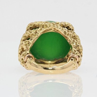 Bague Chrysoprase Et Or Ciselé