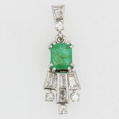Vintage Diamond Emerald Pendant