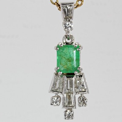 Vintage Diamond Emerald Pendant