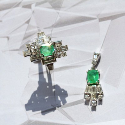 Vintage Diamond Emerald Pendant