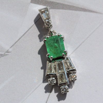Vintage Diamond Emerald Pendant