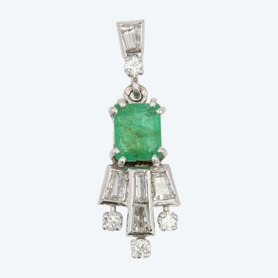 Vintage Diamond Emerald Pendant