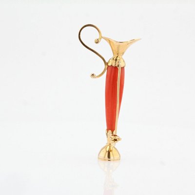Broche Ancienne Corail Et Or