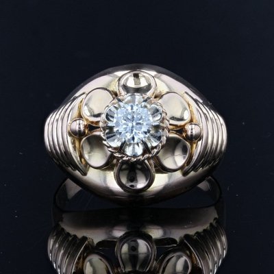 Anello vintage in oro rosa con diamanti