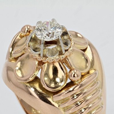 Anello vintage in oro rosa con diamanti